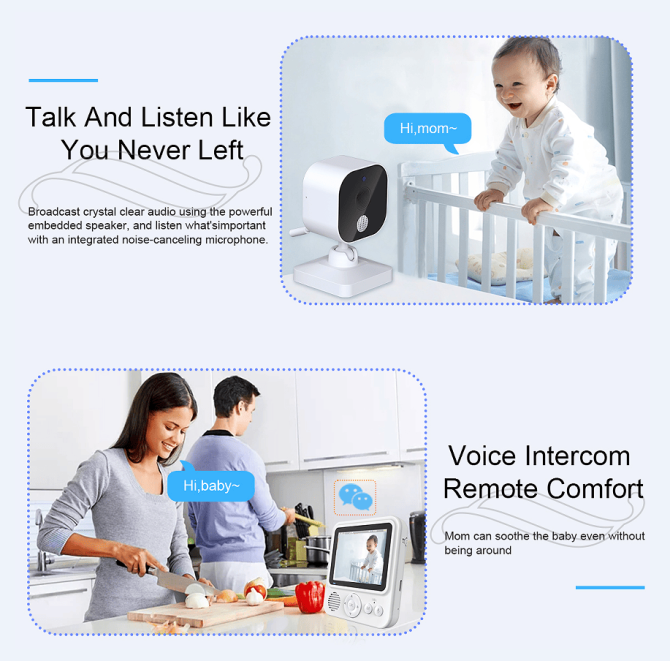 PSABM900 Video Baby Temperature Monitor Remote Camera VOX 2.8 Inch IPS IR Night Vision Camera bidirectional Audio HD 1280 * 720P - Image 5