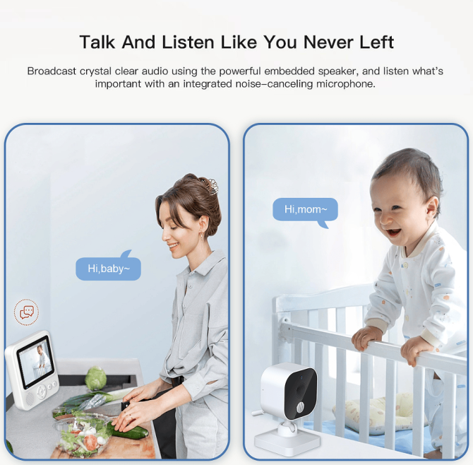 PSABM900 Video Baby Temperature Monitor Remote Camera VOX 2.8 Inch IPS IR Night Vision Camera bidirectional Audio HD 1280 * 720P - Image 6