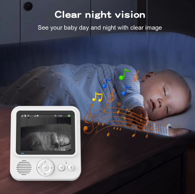 PSABM900 Video Baby Temperature Monitor Remote Camera VOX 2.8 Inch IPS IR Night Vision Camera bidirectional Audio HD 1280 * 720P - Image 9