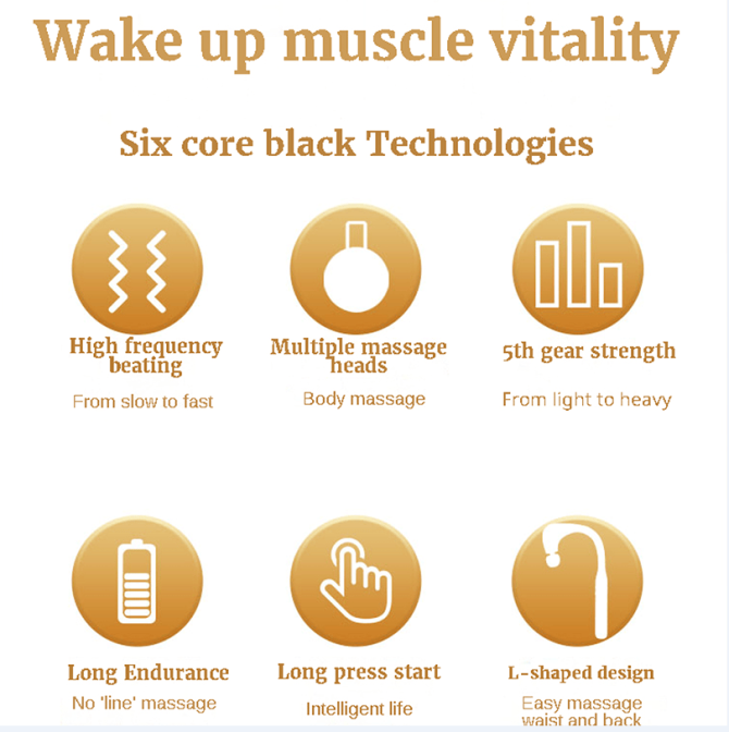 PSJMQ8 Handle arc massager EMS massage 1500 mAh, long handle fascia grab massage endurance 3h multi-contact matrix massage - Image 15