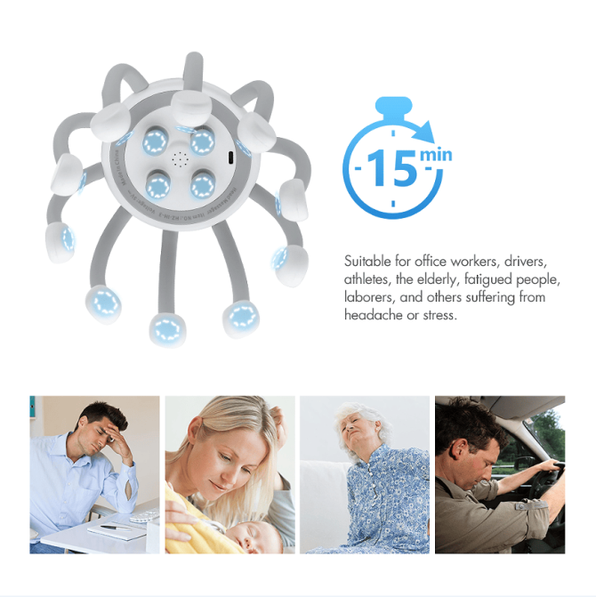 PSIH6W head massage device decompress to help sleep massage knead head 5 kinds of massage 14 massage head line massage matrix - Image 15