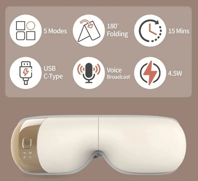 PSQNA7 Eye massager 6 kinds of massage battery capacity 1100 mAh endurance 2h 14 massage head multi-contact eye matrix massage - Image 4