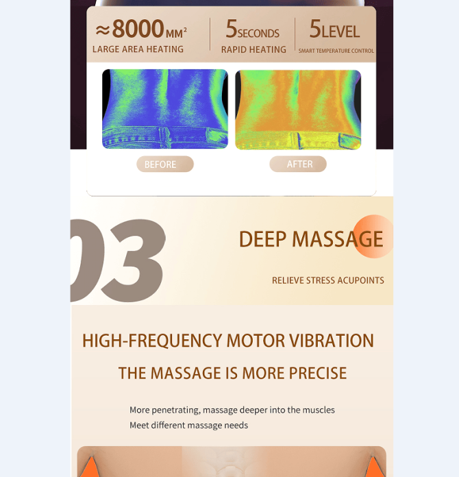 PSHZY5 Waist massager EMS massage 360° surround support dynamic massage 2600 mAh endurance 2h multi-touch waist matrix massage - Image 14