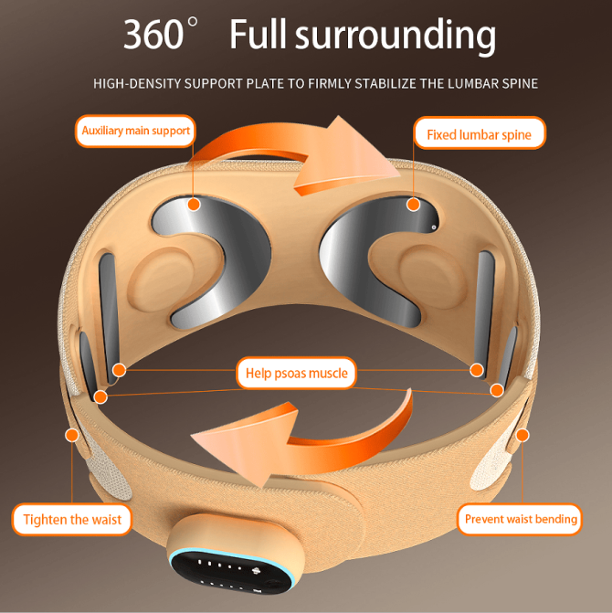 PSHZY5 Waist massager EMS massage 360° surround support dynamic massage 2600 mAh endurance 2h multi-touch waist matrix massage - Image 4