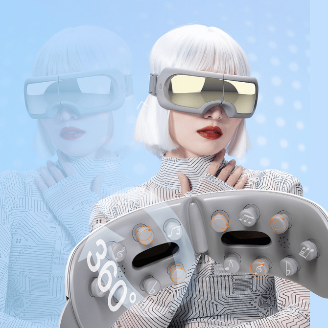 PSQNA6 Eye massager 6 kinds of massage battery capacity 1100 mAh endurance 2h constant temperature hot compress 14 massage head multi-contact eye matrix massage, - Image 4