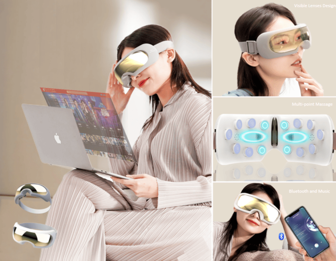 PSQNA6 Eye massager 6 kinds of massage battery capacity 1100 mAh endurance 2h constant temperature hot compress 14 massage head multi-contact eye matrix massage, - Image 6