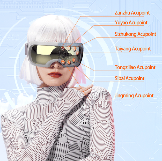 PSQNA6 Eye massager 6 kinds of massage battery capacity 1100 mAh endurance 2h constant temperature hot compress 14 massage head multi-contact eye matrix massage, - Image 7