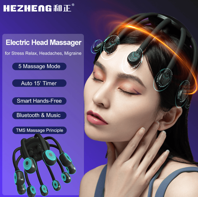 PSIH6W head massage device decompress to help sleep massage knead head 5 kinds of massage 14 massage head line massage matrix - Image 6