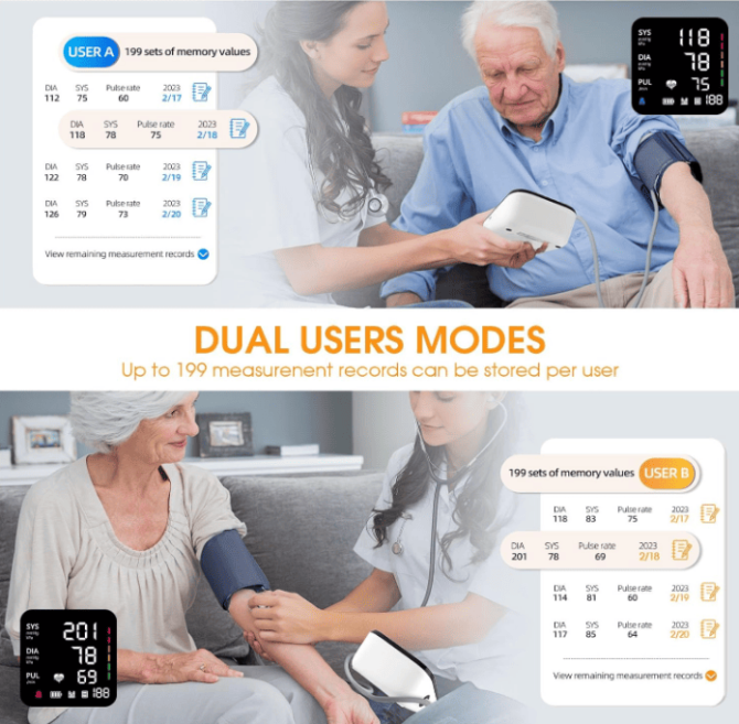 PS800B19L Automatic arm digital sphygmomanometer LCD63x82 time and date show the sphygmomanometer automatically off for 30 seconds 90 measurements - Image 12