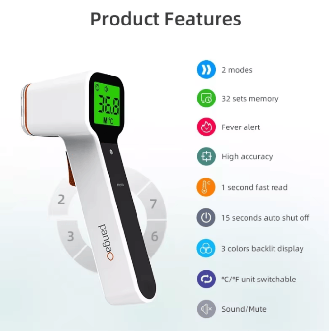 PSIRT1618 non-contact human infrared thermometer automatically closed 15 seconds 32 measurements high precision medical fever alarm ear / forehead / object infrared thermometer children thermometer - Image 3