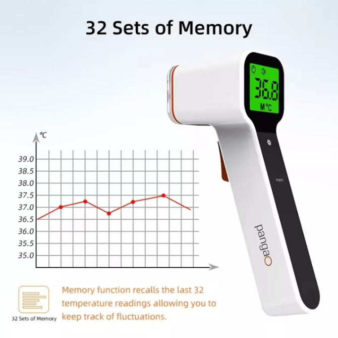 PSIRT1618 non-contact human infrared thermometer automatically closed 15 seconds 32 measurements high precision medical fever alarm ear / forehead / object infrared thermometer children thermometer - Image 6