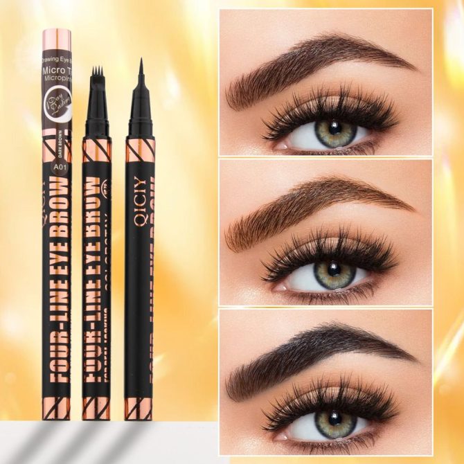 3 Colors Quad Wild Eyebrow Eyebrow Pencil Waterproof Non-Halogenating Extremely Fine Liquid Water Eyebrow Pencil - Image 14