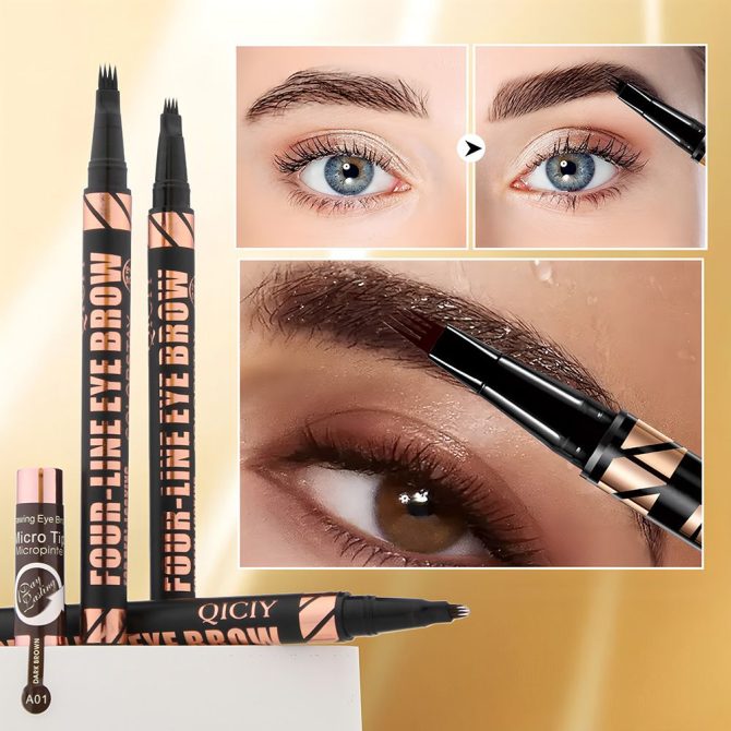 3 Colors Quad Wild Eyebrow Eyebrow Pencil Waterproof Non-Halogenating Extremely Fine Liquid Water Eyebrow Pencil - Image 15
