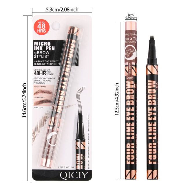 3 Colors Quad Wild Eyebrow Eyebrow Pencil Waterproof Non-Halogenating Extremely Fine Liquid Water Eyebrow Pencil - Image 17