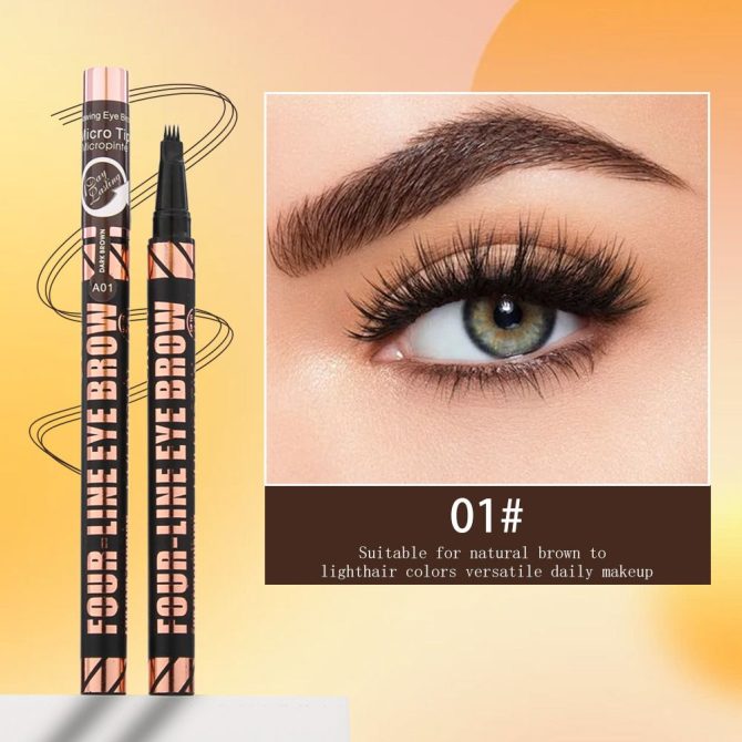 3 Colors Quad Wild Eyebrow Eyebrow Pencil Waterproof Non-Halogenating Extremely Fine Liquid Water Eyebrow Pencil - Image 13