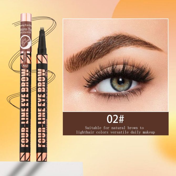 3 Colors Quad Wild Eyebrow Eyebrow Pencil Waterproof Non-Halogenating Extremely Fine Liquid Water Eyebrow Pencil - Image 7