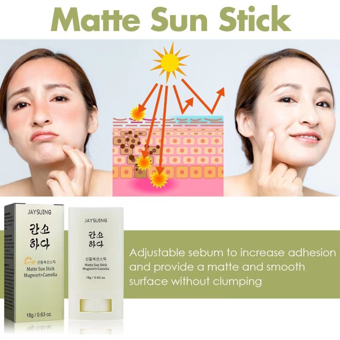Matte Sunscreen Stick - Summer Refreshing Non-Greasy Protection Moisturizing and Rejuvenating for Facial Skin - Sunscreen Cream - Image 3