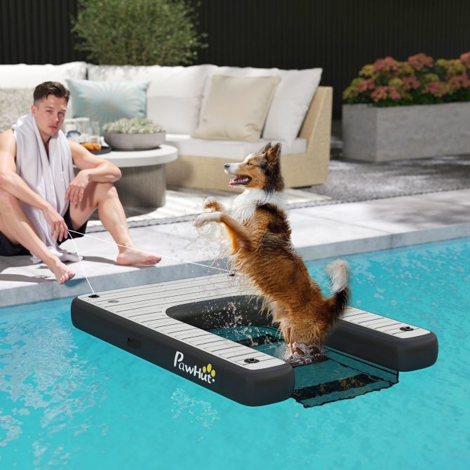 PawHut Inflatable Dog Boat Ramp Up to 286 lbs, for Boat, Dock, Lake, Non-Slip, Safe & Easy - Image 2
