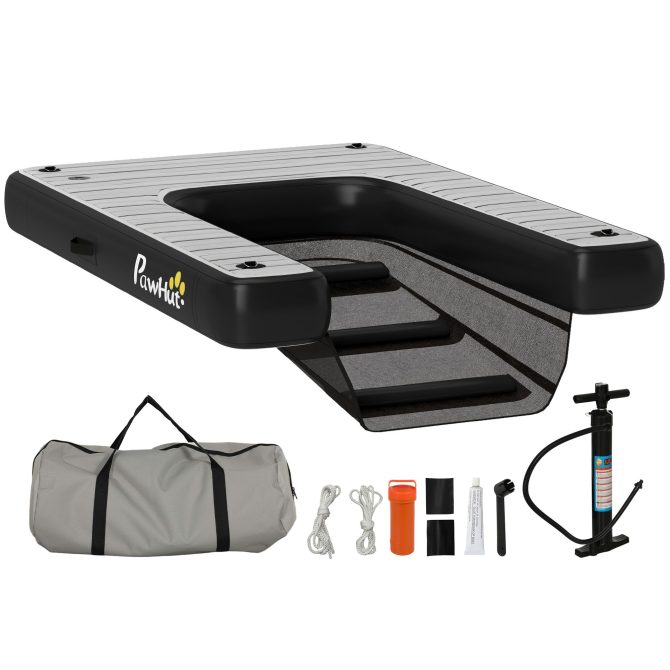 PawHut Inflatable Dog Boat Ramp Up to 286 lbs, for Boat, Dock, Lake, Non-Slip, Safe & Easy - Image 12