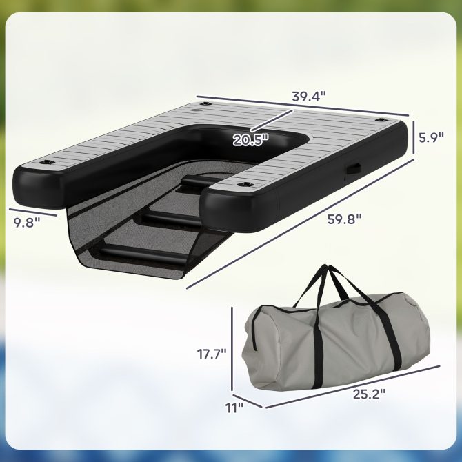 PawHut Inflatable Dog Boat Ramp Up to 286 lbs, for Boat, Dock, Lake, Non-Slip, Safe & Easy - Image 3