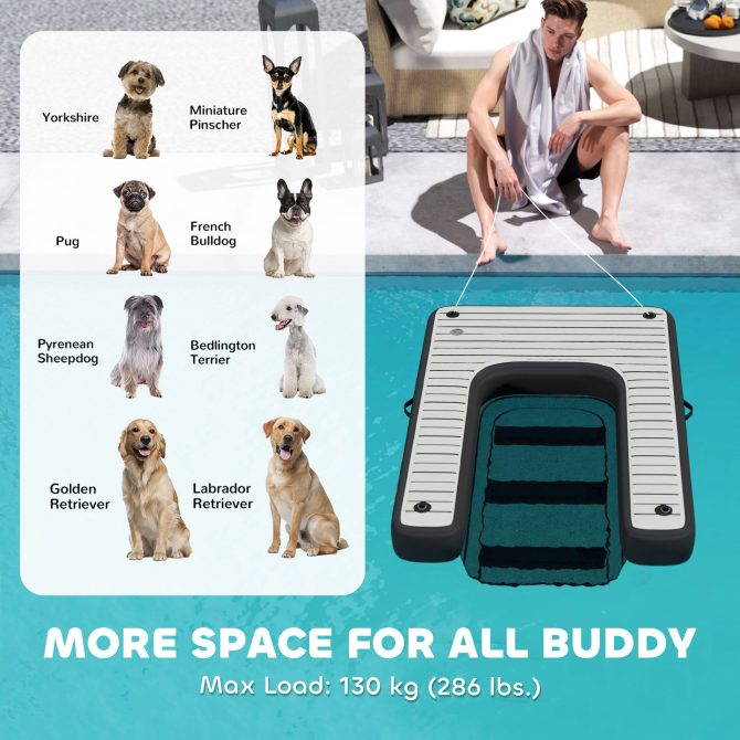 PawHut Inflatable Dog Boat Ramp Up to 286 lbs, for Boat, Dock, Lake, Non-Slip, Safe & Easy - Image 6