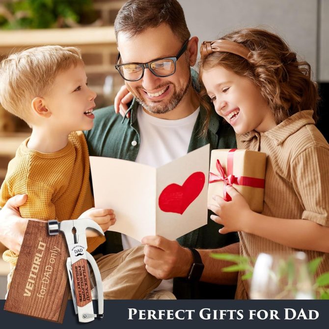 Dad Built My Life Engraved 12-in-1 Multi-Tool Hammer | Heavy Duty Camping & DIY Gift Set | Pliers, Screwdrivers, Bottle Opener | Premium Wood Box Present from Daughter/Son - Image 4