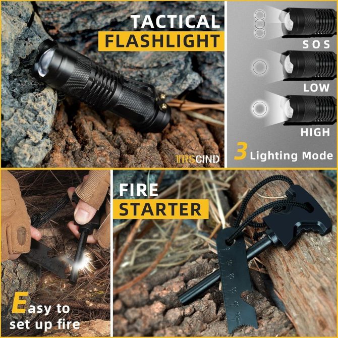 14-in-1 Survival Kit for Men, Dad, Husband – Gear for Fishing, Hunting, Camping, Outdoor Adventures – Perfect Valentine's Day, Anniversary, Birthday Gift for Him, Boyfriend - Image 2
