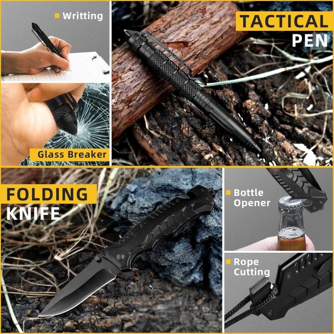 14-in-1 Survival Kit for Men, Dad, Husband – Gear for Fishing, Hunting, Camping, Outdoor Adventures – Perfect Valentine's Day, Anniversary, Birthday Gift for Him, Boyfriend - Image 4