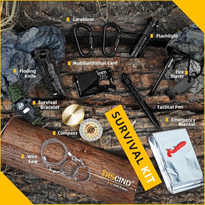 14-in-1 Survival Kit for Men, Dad, Husband – Gear for Fishing, Hunting, Camping, Outdoor Adventures – Perfect Valentine's Day, Anniversary, Birthday Gift for Him, Boyfriend - Image 6