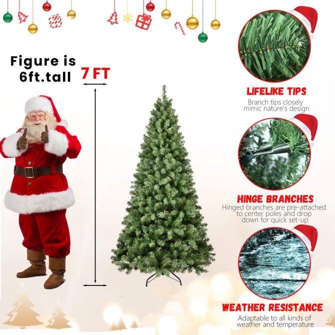 6ft Pre-Lit PVC Christmas Tree with 300 UL Lights, 779 Tips, Auto-Unfold Memory Wire, Easy Assembly with Stable Metal Stand – Full Artificial Holiday Tree - Image 11