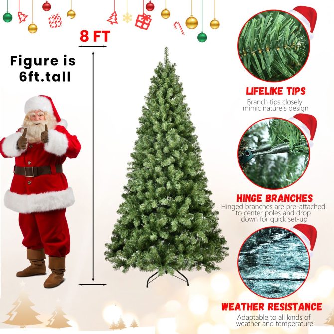 6ft Pre-Lit PVC Christmas Tree with 300 UL Lights, 779 Tips, Auto-Unfold Memory Wire, Easy Assembly with Stable Metal Stand – Full Artificial Holiday Tree - Image 12