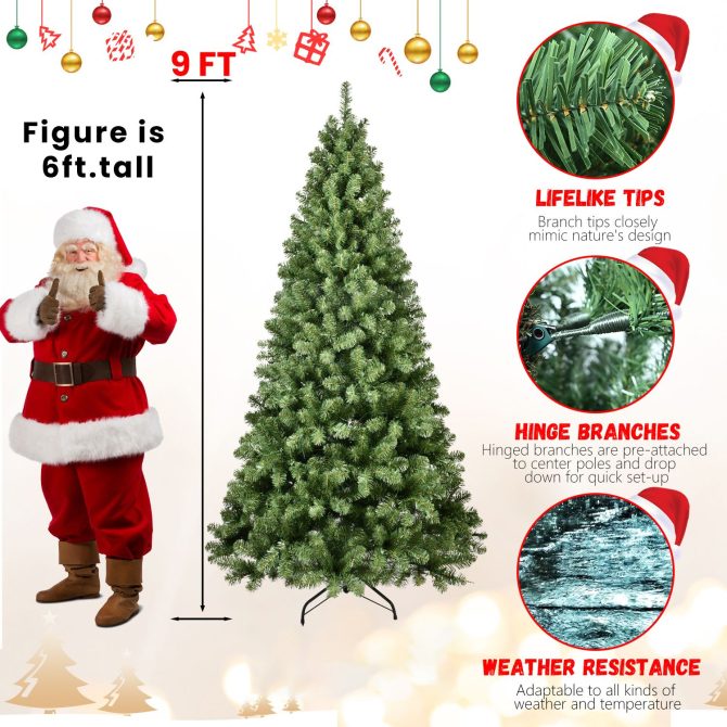 6ft Pre-Lit PVC Christmas Tree with 300 UL Lights, 779 Tips, Auto-Unfold Memory Wire, Easy Assembly with Stable Metal Stand – Full Artificial Holiday Tree - Image 13