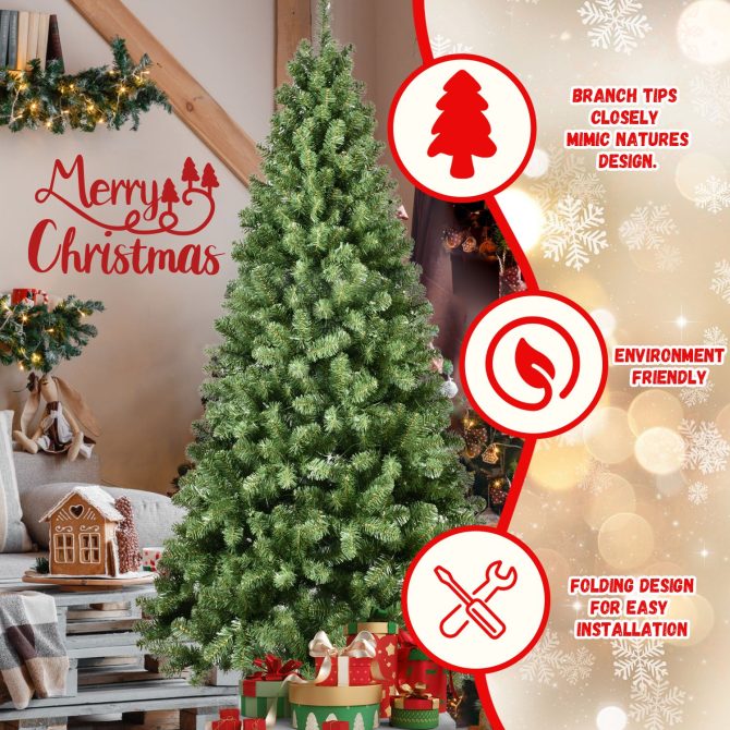 6ft Pre-Lit PVC Christmas Tree with 300 UL Lights, 779 Tips, Auto-Unfold Memory Wire, Easy Assembly with Stable Metal Stand – Full Artificial Holiday Tree - Image 5