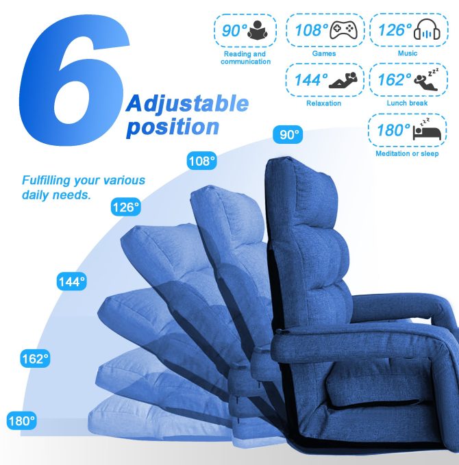 Folding Lazy Sofa Floor Chair Sofa Lounger Bed with Armrests and Pillow - Image 13