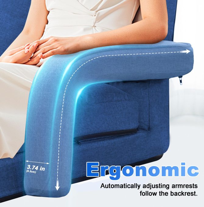 Folding Lazy Sofa Floor Chair Sofa Lounger Bed with Armrests and Pillow - Image 16