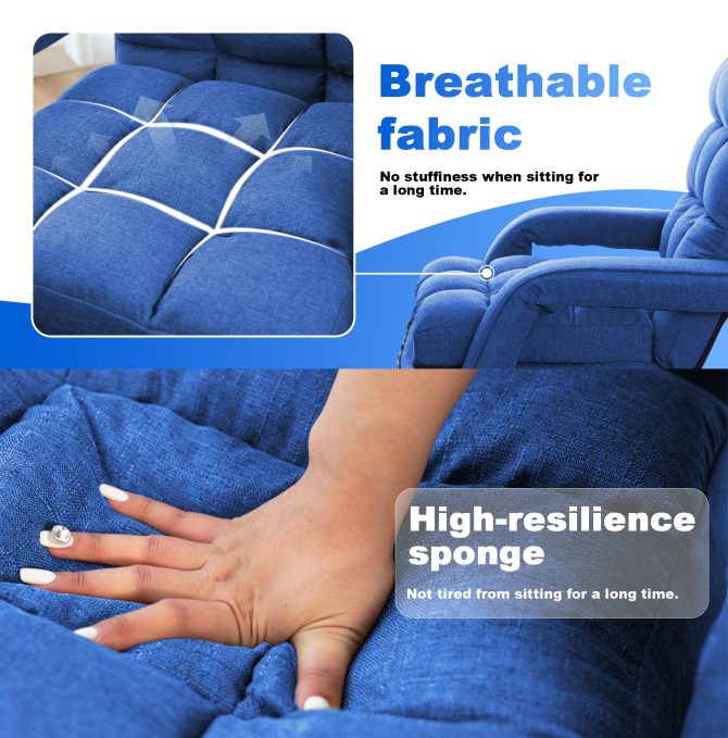 Folding Lazy Sofa Floor Chair Sofa Lounger Bed with Armrests and Pillow - Image 19
