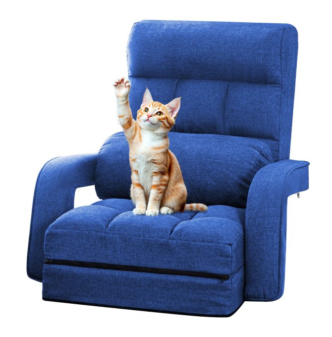 Folding Lazy Sofa Floor Chair Sofa Lounger Bed with Armrests and Pillow - Image 20