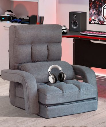 Folding Lazy Sofa Floor Chair Sofa Lounger Bed with Armrests and Pillow