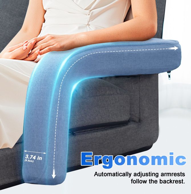 Folding Lazy Sofa Floor Chair Sofa Lounger Bed with Armrests and Pillow - Image 5