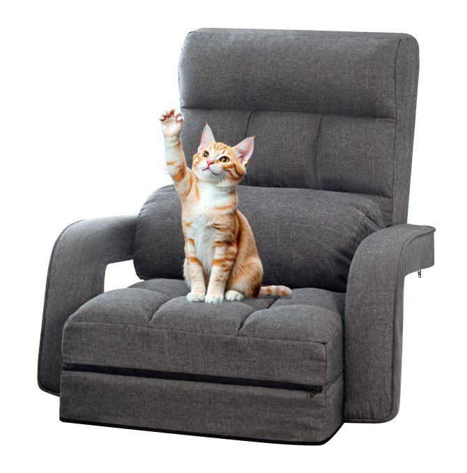 Folding Lazy Sofa Floor Chair Sofa Lounger Bed with Armrests and Pillow - Image 10