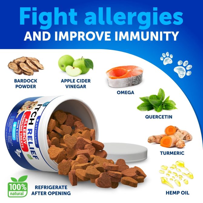Dog Allergy Relief Chews Itching Skin Relief for Dogs Fish Oil Omega 3 Seasonal Allergies Pills Skin & Coat Anti ItchHot Spots Treatment Canine Immune Health Supplement 120 Soft Treats - Image 4