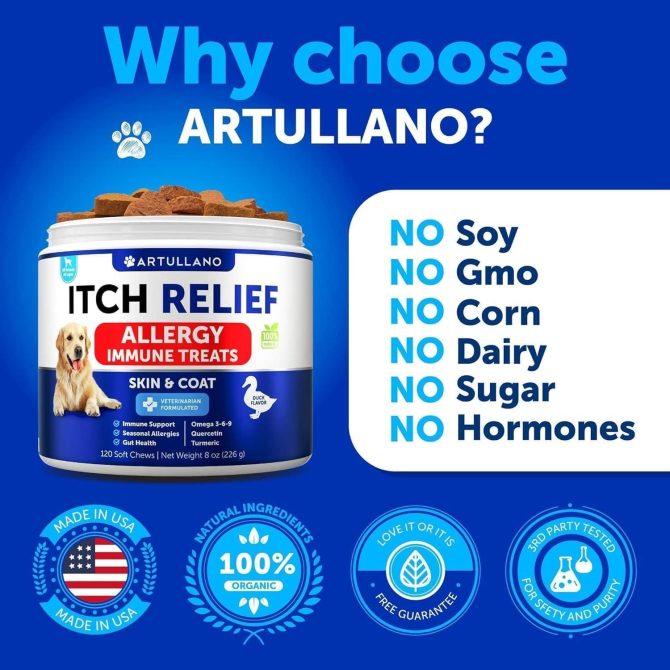 Dog Allergy Relief Chews Itching Skin Relief for Dogs Fish Oil Omega 3 Seasonal Allergies Pills Skin & Coat Anti ItchHot Spots Treatment Canine Immune Health Supplement 120 Soft Treats - Image 5