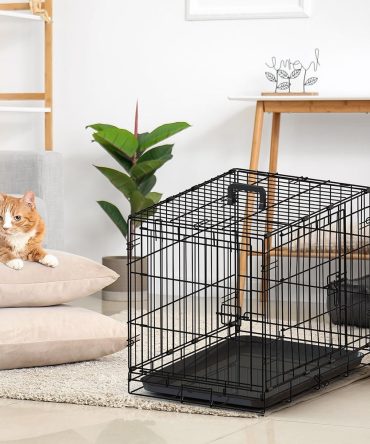 30-inch Black wire dog cage double lock mechanism double door single handle Single bolt