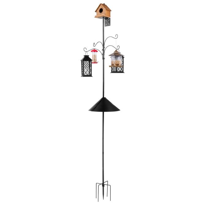 92 Inch Bird Feeding Station 4 Hook Wild Bird Feeder Stand Pole - Image 8