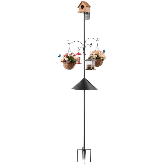 92 Inch Bird Feeding Station 4 Hook Wild Bird Feeder Stand Pole - Image 10