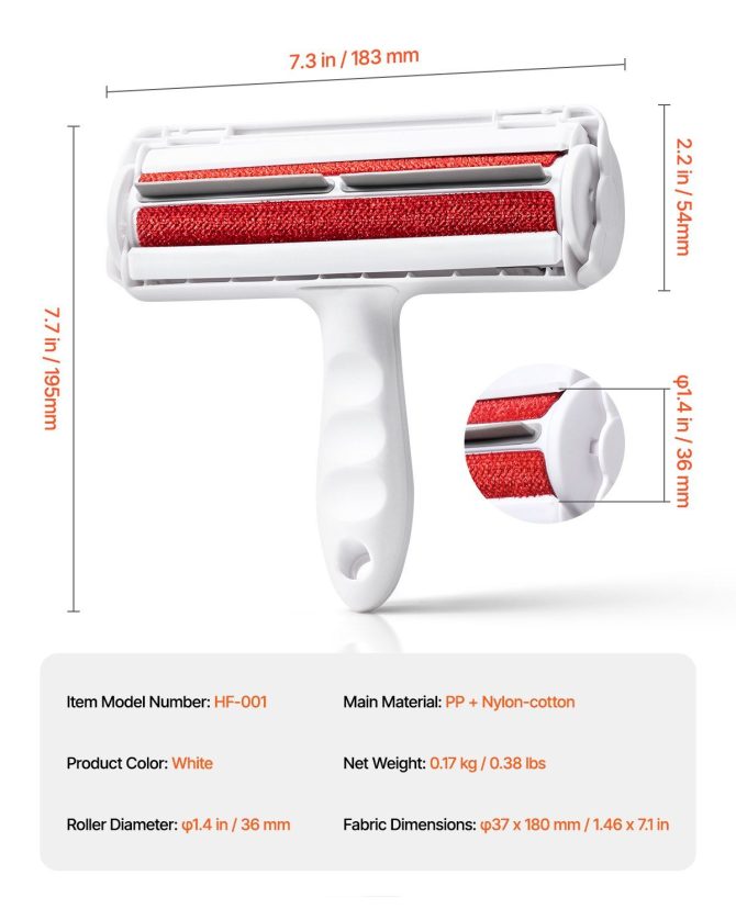 Pet Hair Remover Roller Reusable Dual-sided Lint Roller for Furniture Carpet - Image 7