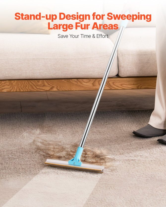 Pet Hair Carpet Rake 35.83-55.51 in Adjustable Long Handle Pet Hair Broom Tool - Image 5