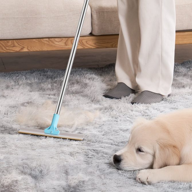 Pet Hair Carpet Rake 35.83-55.51 in Adjustable Long Handle Pet Hair Broom Tool - Image 8