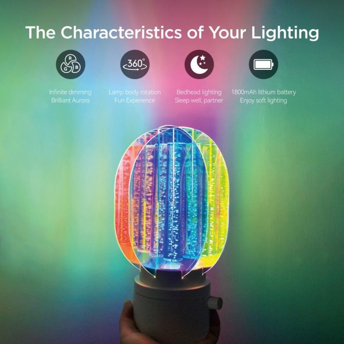Portable Aurora Light - Plastic Version, Dreamy Northern Lights Effect, Battery Operated, Perfect for Bedroom & Romantic Decor - Image 4