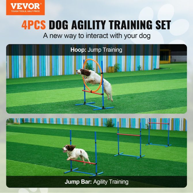VEVOR Dog Agility Training Equipment 4 PCS Set Hurdles and Jump Ring Obstacle - Image 2